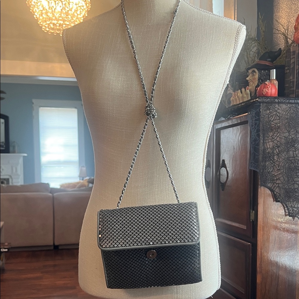 Whiting & Davis Black Mesh Crossbody Bag